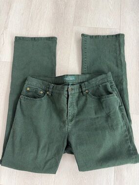 RALPH LAUREN WOMENS GREEN JEANS -Classic 5 pocket design -SIZE 14-Straight Leg